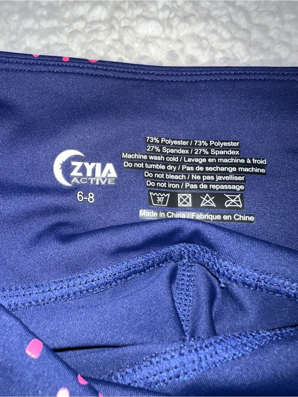 ZYIA Active Navy Blue Leggings with Pink Dots (Size 6-8) - Picture 6 of 8